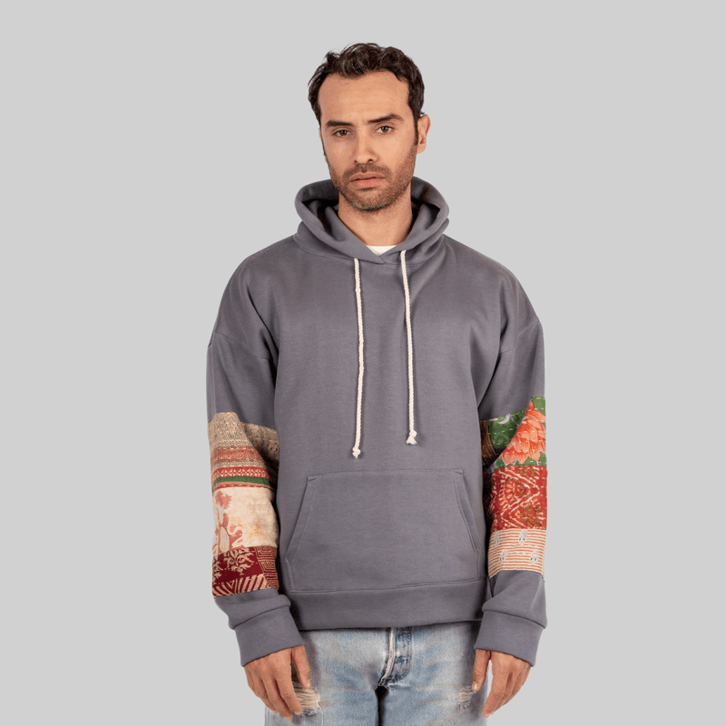 Grey Patchwork Hoodie - RES IPSA