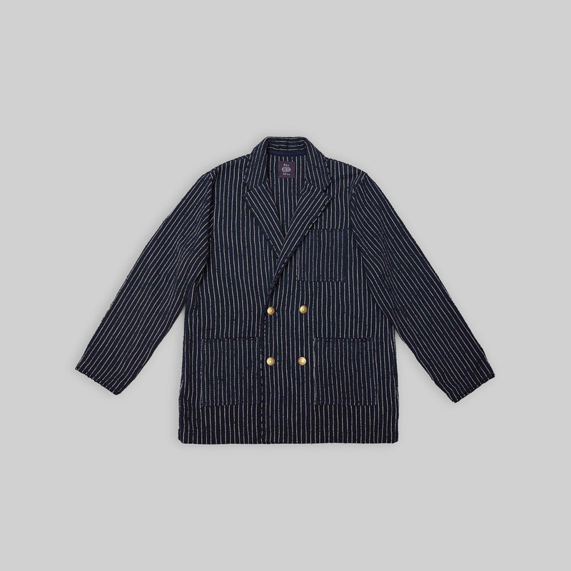 Handwoven Double - Breasted Gold Button Pinstripe Jacket - RES IPSA