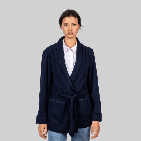 Handwoven Navy Wrap Jacket - RES IPSA