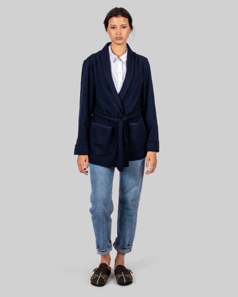 Handwoven Navy Wrap Jacket - RES IPSA