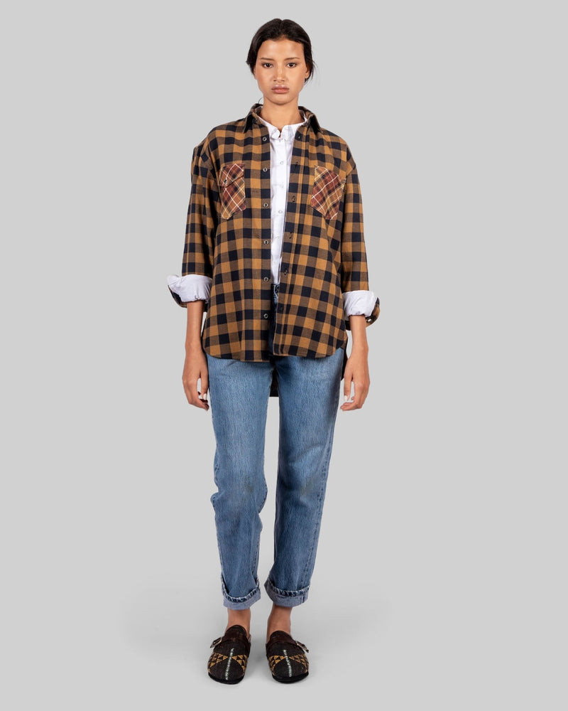 Handwoven Plaid Blue & Brown Shirt - RES IPSA