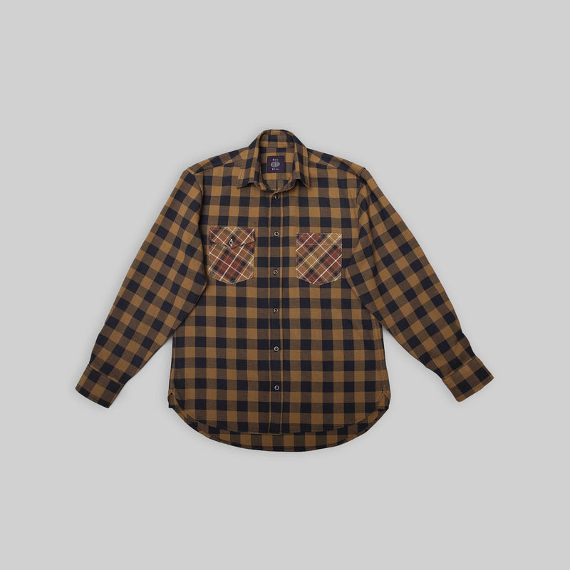 Handwoven Plaid Blue & Brown Shirt - RES IPSA