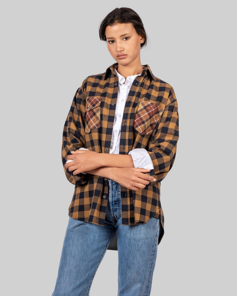 Handwoven Plaid Blue & Brown Shirt - RES IPSA