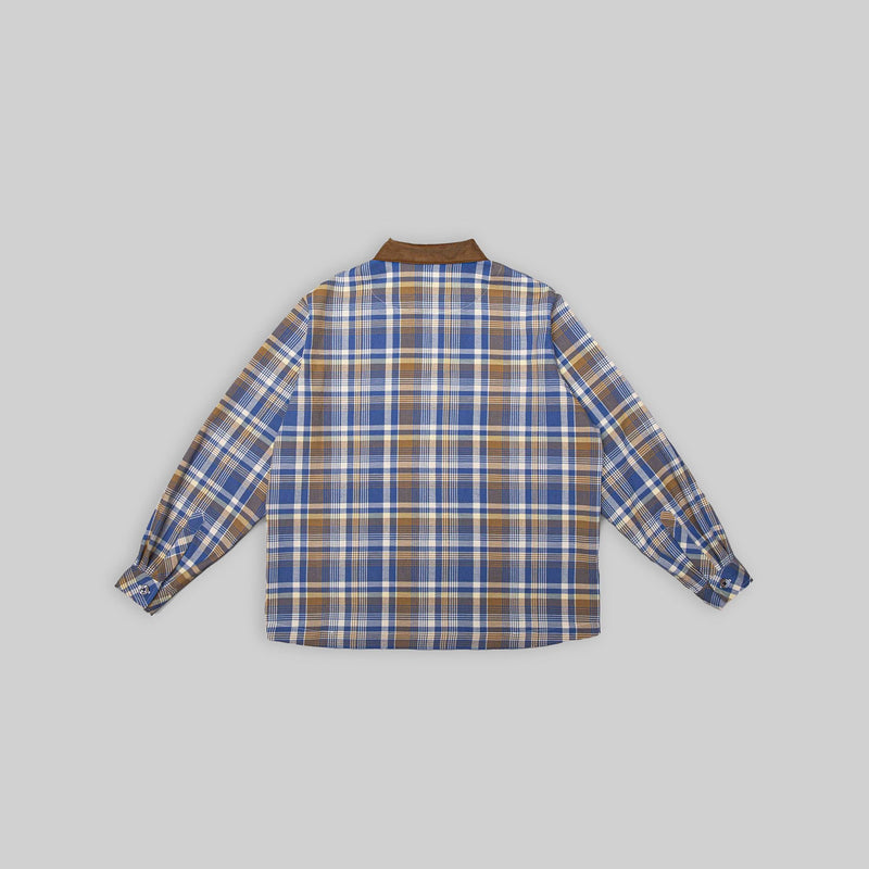 Handwoven Plaid Jacket with Brown Corduroy Collar - RES IPSA