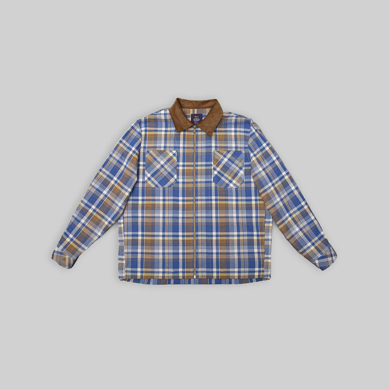 Handwoven Plaid Jacket with Brown Corduroy Collar - RES IPSA