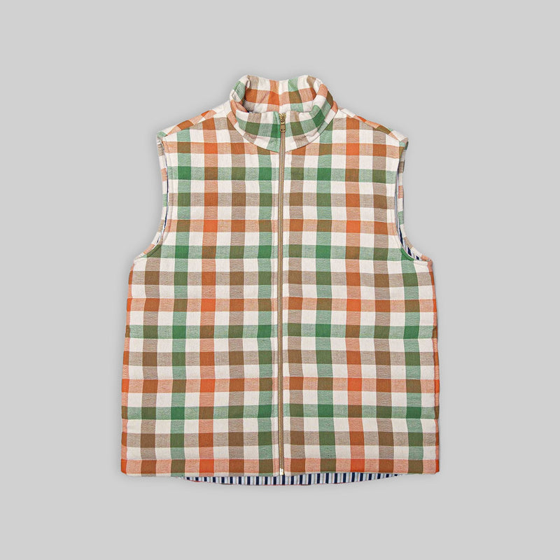 Handwoven Plaid Puffer Vest - RES IPSA