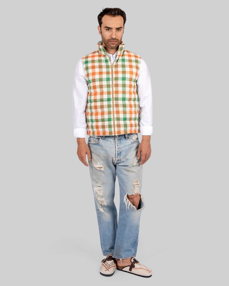 Handwoven Plaid Puffer Vest - RES IPSA