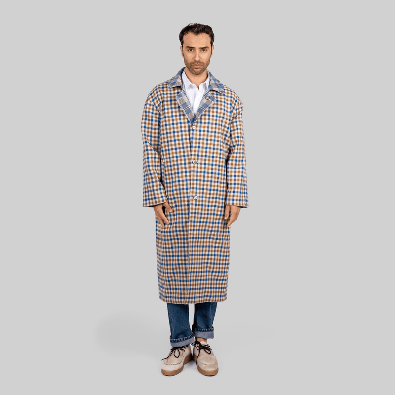 Handwoven Reversible Plaid Coat - RES IPSA