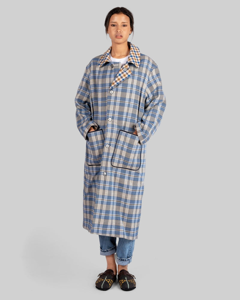 Handwoven Reversible Plaid Coat - RES IPSA