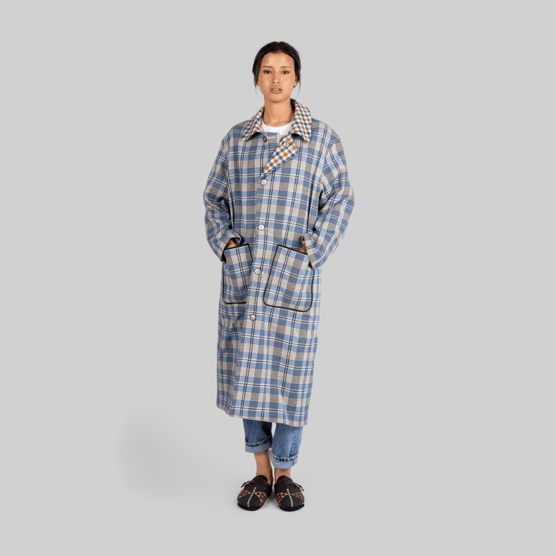 Handwoven Reversible Plaid Coat - RES IPSA