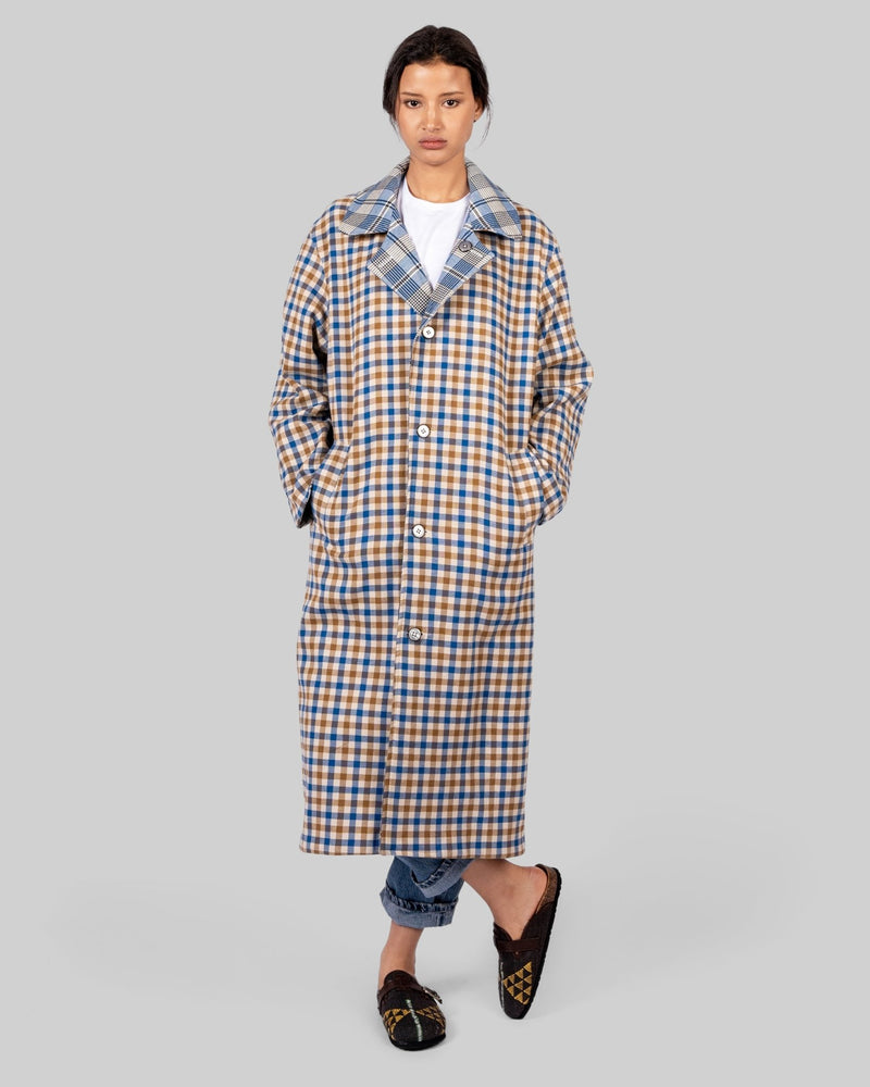 Handwoven Reversible Plaid Coat - RES IPSA