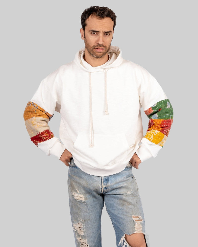 White Patchwork Hoodie - RES IPSA