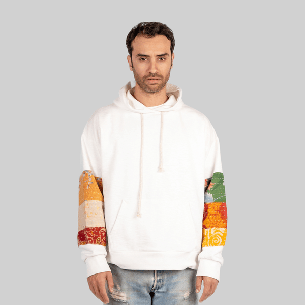 White Patchwork Hoodie - RES IPSA